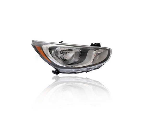Headlight Assembly - Compatible/Replacement for '12-14 Hyundai Accent Sedan/Hatchback GLS/GS, 12-13 Accent Hatchback SE - Halogen Without LED Daytime Running Lamp - Right Passenger - CAPA - 921021R010