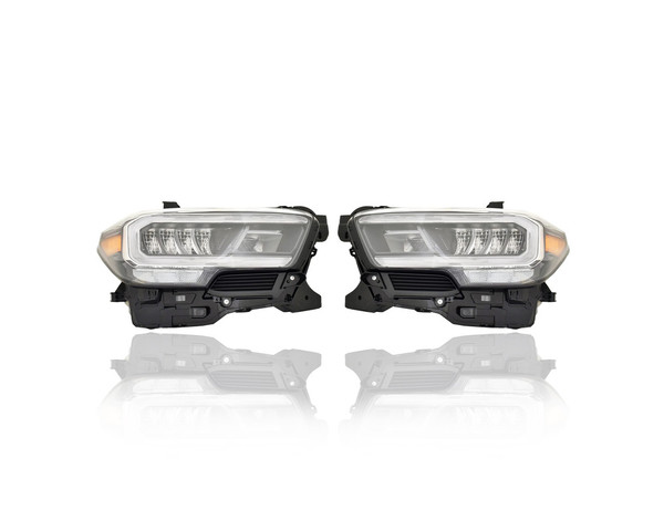 Headlight Assembly - Compatible/Replacement for '20-23 Toyota Tacoma Limited - LED With Fog & Daytime Running Lamp - Pair, Left Driver + Right Passenger Set - 8111004290, 8115004290