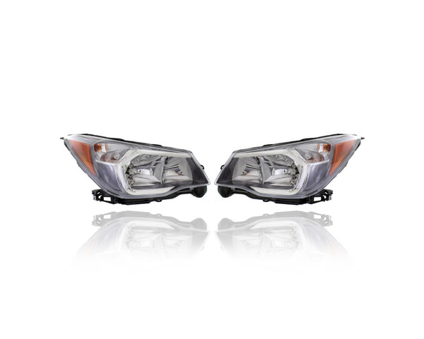 Headlight Assembly - Compatible/Replacement for '14-16 Subaru Forester 2.0XT/Premium-Only - Halogen, Gray Interior Bezel - Pair, Left Driver + Right Passenger Set - 84001SG101, 84001SG111