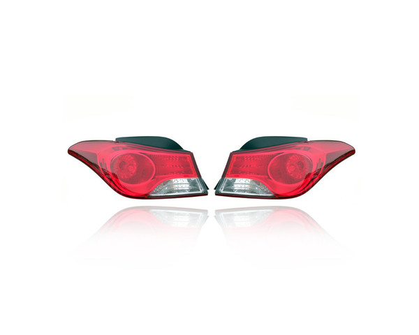 Tail Light Assembly - Compatible/Replacement for '11-13 Hyundai Elantra Sedan, 13-13 Coupe (USA-Built) - Outer On Body, Halogen - Pair, Left Driver + Right Passenger Set - 924023Y000, 924013Y000