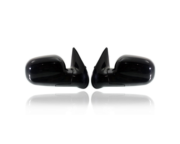 Door Mirror - Compatible/Replacement for '03-04 Hyundai Santa Fe Base - Manual, Black - Pair, Left Driver + Right Passenger Set - 8762026501CA, 8761026001CA - OEM