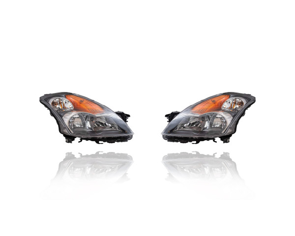 Headlight Assembly For 26010JA00B, 26060JA00B 07-09 Nissan Altima Sedan Hybrid - Halogen With Grey Bezel, Pair, Left Driver + Right Passenger Set, CAPA