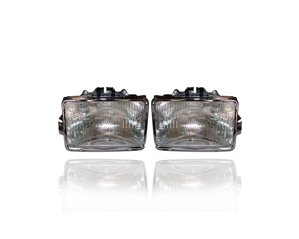 Headlight - Compatible/Replacement for '82-85 Buick Century, 80-90 Chevrolet Impala - Halogen Dual Sealbeam, Rectangular Chrome Outer Trim - Pair, Set - 16502326, 16502325