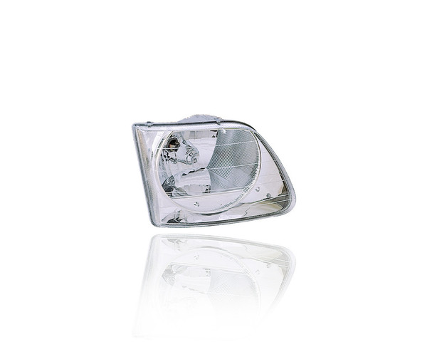 Headlight - Compatible/Replacement for '01-04 Ford F-150/Heritage SVT Lightning - Round, Chrome Interior - Right Hand - Passenger - 3L3Z13008EA
