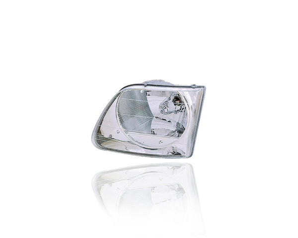 Headlight - Compatible/Replacement for '01-04 Ford F-150/Heritage SVT Lightning - Round, Chrome Interior - Left Hand - Driver - 3L3Z13008FA