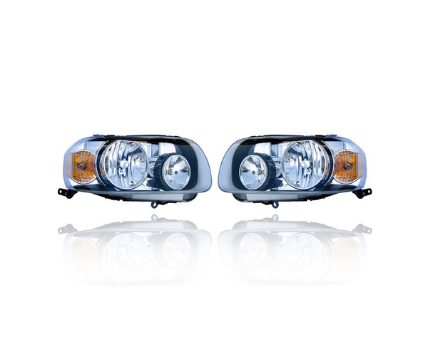 Headlight - Compatible/Replacement for '05-07 Ford Escape/HEV - Halogen - Pair, Left Driver + Right Passenger Set - 7L8Z13008A, 7L8Z13008D