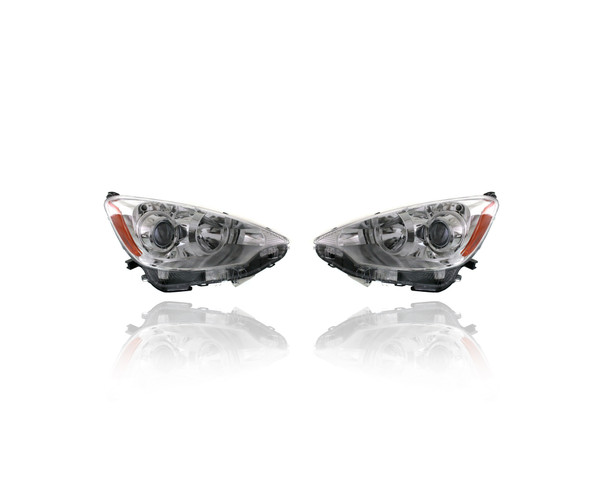Headlight Assembly For TO2503214; TO2502214 12-14 Toyota Prius C - Pair Left and Right Set, CAPA