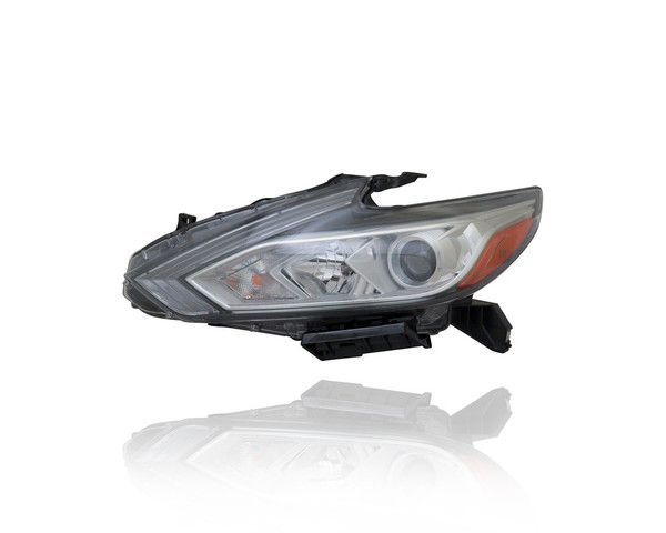 Headlight Assembly For 16-18 Nissan Altima Sedan-Base/S/SV/SL/2.5L - Halogen, Without LED-Daytime-Running-Light, Chrome Bezel - Left Hand - Driver - 260609HS0A