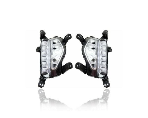 Fog Light Assembly - Compatible/Replacement for '17-18 Hyundai Santa Fe, 19-19 Santa Fe XL Se/Ultimate/Limited - With Daytime Running Lamp - Pair, Set - 92202B8610, 92201B8610