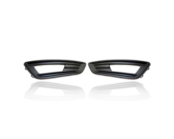 Fog Light Cover - Compatible/Replacement for '15-18 Ford Focus Sedan/Hatchback SE/SEL-Only - Textured Black - Pair, Left Driver + Right Passenger Set - F1EZ15266A, F1EZ15266E