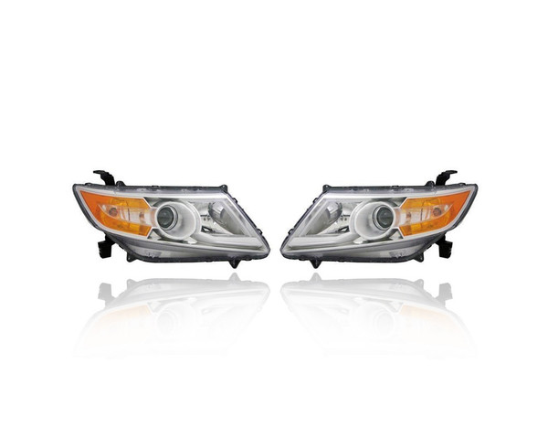 Headlight - Compatible/Replacement for '11-13 Honda Odyssey Touring Elite - Xenon/HID - Pair, Left Driver + Right Passenger Set - 33101TK8A11, 33151TK8A11 - CAPA