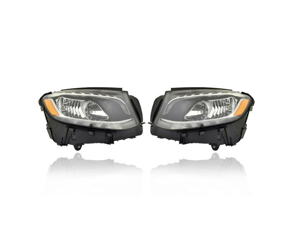 Headlight Assembly - Compatible/Replacement for '16-19 Mercedes-Benz GLC300 SUV, 17-19 GLC43 AMG Coupe - Halogen - Pair, Left Driver + Right Passenger Set - 2538202061, 2538201961 - CAPA