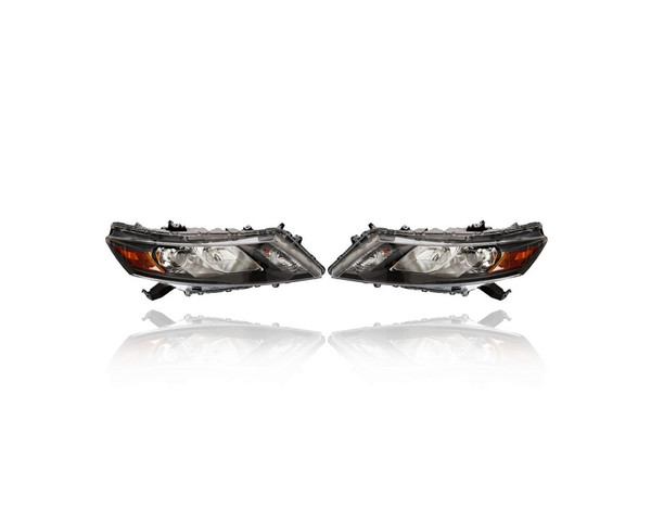Headlight Assembly - Compatible/Replacement for '10-11 Honda Accord Crosstour, 12-12 Crosstour - Halogen/LED - Pair, Left Driver + Right Passenger Set - 33100TP6A01, 33150TP6A01 - CAPA