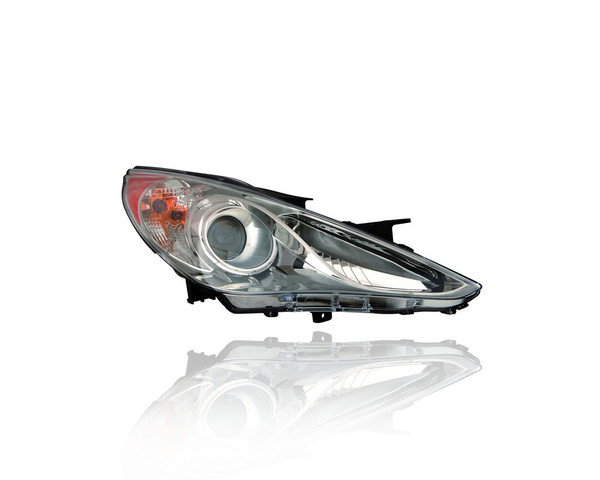 Headlight Assembly - Compatible/Replacement for '11-14 Hyundai Sonata SE/Limited - Halogen, Chrome Interior Bezel - Right Hand - Passenger - 921023Q100