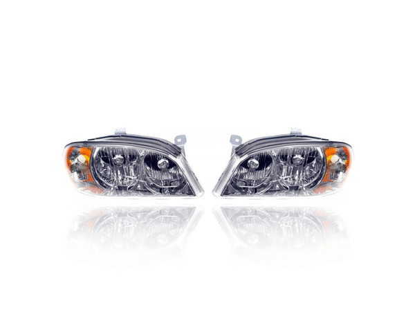 Headlight Assembly - Compatible/Replacement for '02-04 Kia Spectra Sedan-Only - Halogen - Pair, Left Driver + Right Passenger Set - 0K2NB51030B, 0K2NB51040B
