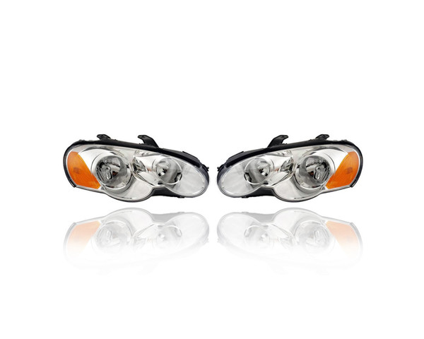 Headlight Assembly - Compatible/Replacement for '03-05 Chrysler Sebring Coupe - Halogen - Pair, Left Driver + Right Passenger Set - MN133282, MN133281