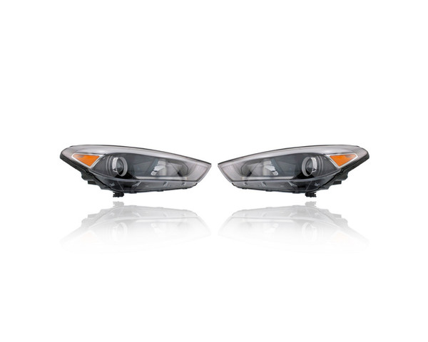 Headlight Assembly - Compatible/Replacement for '16-18 Hyundai Tucson SE/Eco/Sport/Sel/Plus/Value - Halogen With LED Daytime Running Lamp - Pair, Set - 92102D3150, 92101D3150