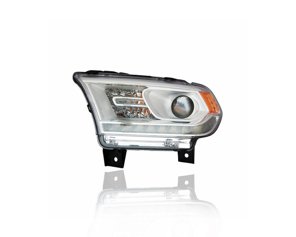 Headlight Assembly - Compatible/Replacement for '16-20 Dodge Durango SXT/GT/Limited-Only - Halogen, Chrome Bezel With LED Daytime Running Lamp - Left Hand - Driver - 68299133AG - CAPA