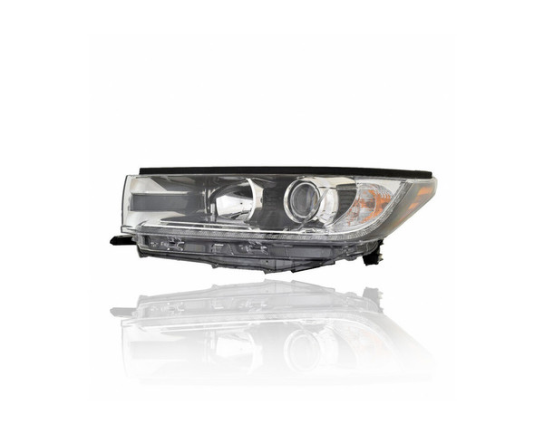 Headlight Assembly - Compatible/Replacement for '17-18 Toyota Highlander/Hybrid Limited - Halogen With LED Daytime Running Lamp, Smoked Chrome Interior - Left Hand - Driver - 811500E360