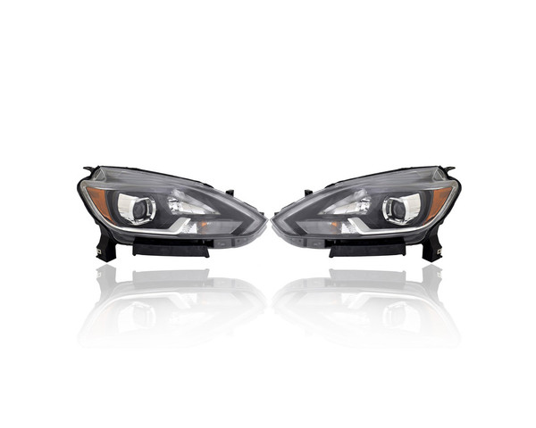 Headlight Assembly - Compatible/Replacement for '18-19 Nissan Sentra SR/Turbo/SL/Nismo - LED - Pair, Left Driver + Right Passenger Set - 260105UD5A, 260605UD5A - CAPA