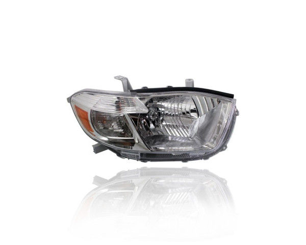 Headlight Assembly - Compatible/Replacement for '08-10 Toyota Highlander Base/SE/Limited (North American Built) - Halogen, White Chrome Bezel - Right Hand - Passenger - 811100E090 - CAPA