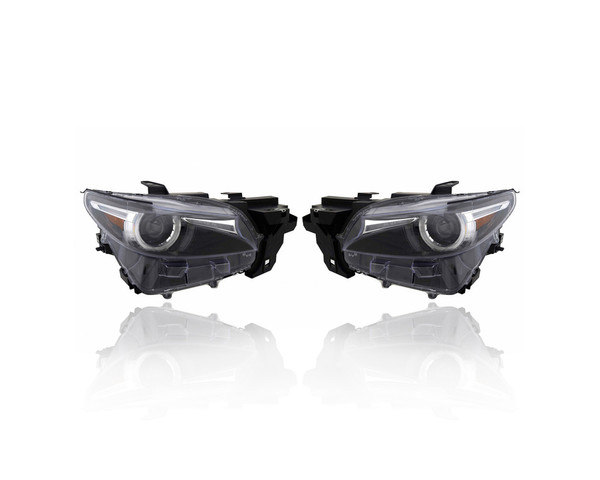Headlight Assembly - Compatible/Replacement for '16-20 Mazda CX-9 Carbon/Grand Touring/Signature - LED With Adaptive Light System - Pair, Left Driver + Right Passenger Set - TM5551031B, TM5551041B
