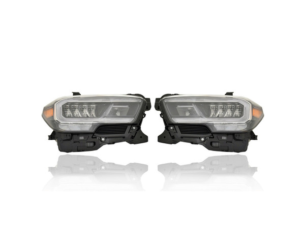 Headlight Assembly - Compatible/Replacement for '20-22 Toyota Tacoma Limited - LED With LED Fog/Daytime Running Lamp - Pair, Left Driver + Right Passenger Set - 8111004290, 8115004290 - CAPA