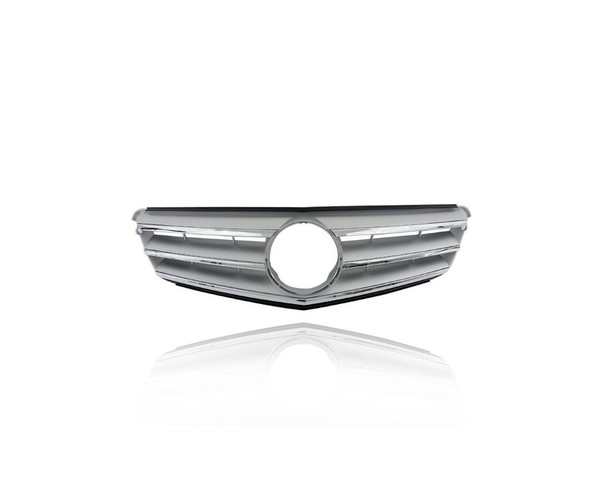 Grille For 20488000239744 08-11 Mercedes-Benz C230/C250/C300/C350 With Sport Package (Exclude AMG Style), 12-14 C250/C300/C350 - Standard Chrome/Silver - With Emblem Provision
