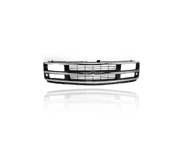 Grille - Compatible/Replacement for '96-02 Chevrolet Express Van - Chrome/Gray, Composite, With Emblem Provision - 15037242