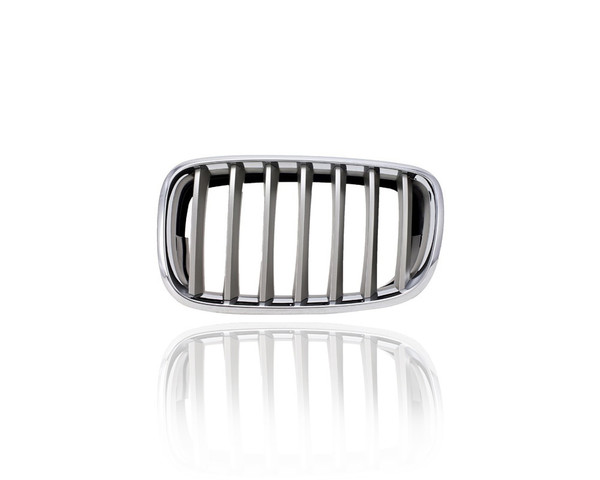 Grille - Compatible/Replacement for '07-10 BMW X5 3.5d/4.8i, 11-13 X5, 08-12 X6, 10-11 Hybrid - Chrome/Silver, Left Hand - Driver - 51137185223