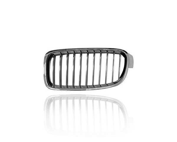 Grille - Compatible/Replacement for '12-18 BMW 3-Series Sedan/Wagon Luxury - Chrome Frame, Black Vent, Left Hand - Driver - 51137263481