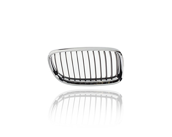 Grille - Compatible/Replacement for '09-11 BMW 3-Series Sedan, 09-12 Wagon (Exclude M3) - Chrome Frame, Black Vents, Right Hand - Passenger - 51137201968