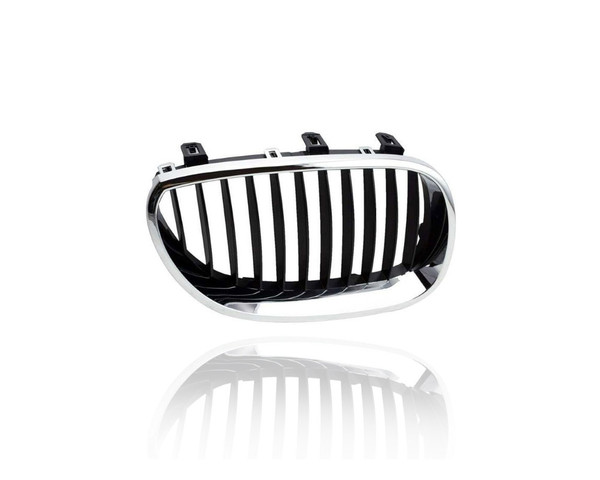 Grille - Compatible/Replacement for '04-10 BMW 5-Series Sedan, 05-10 Wagen - Chrome/Black, Right Hand - Passenger - 51137065702