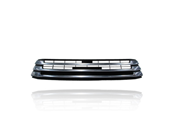 Grille - Compatible/Replacement for '17-19 Toyota Highlander/Hybrid Limited - Front Bumper Lower, Chrome Frame Without Camera Hole - 531020E080 CAPA