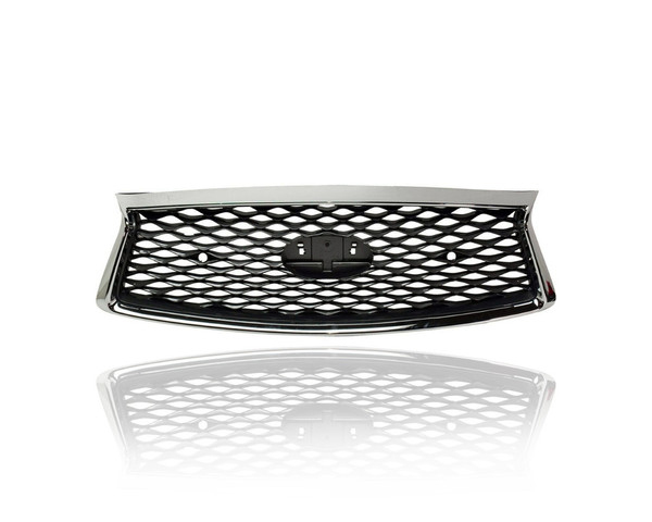 Grille - Compatible/Replacement for '18-19 Infiniti Q50, 18-18 Hybrid - Dark Gray With Chrome & Camera Hole, Without Illuminated Emblem, With Emblem Provision - 623106HH0C CAPA