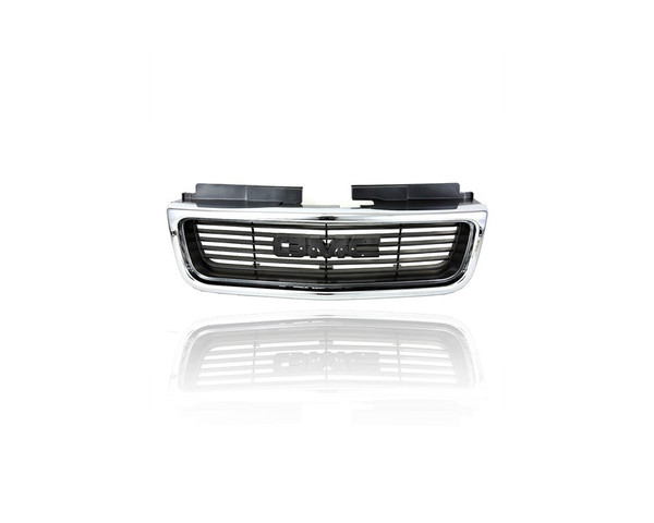 Grille - Compatible/Replacement for '98-04 GMC Sonoma SLS Jimmy SLE/SLT - Chrome Gray, With Emblem Provision - 19130793