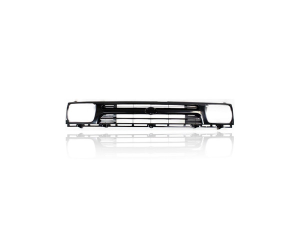 Grille - Compatible/Replacement for '92-95 Toyota Pickup 2WD - Silver Frame, Black Insert, With Emblem Provision - 5311135060