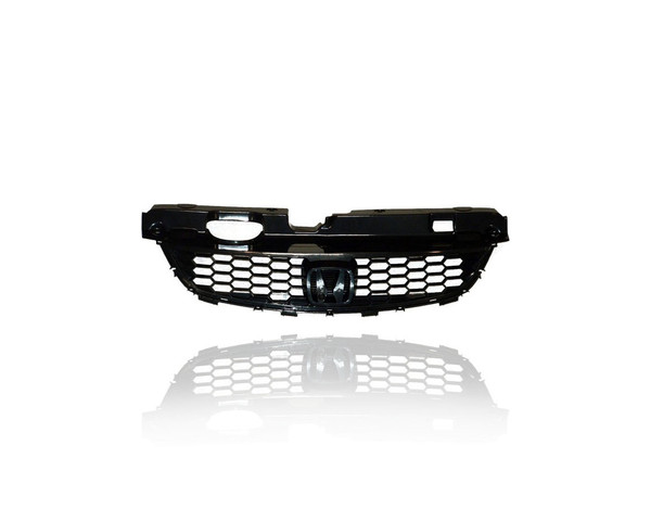 Grille - Compatible/Replacement for '04-05 Honda Civic Coupe - Black With Lower Molding, With Emblem Provision - 71121S5PA02
