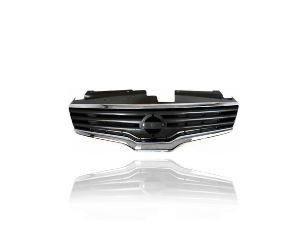 Grille - Compatible/Replacement for '07-09 Nissan Altima/Hybrid Sedan - Chrome Frame Black Insert, With Emblem Provision - 62070ZN50A CAPA