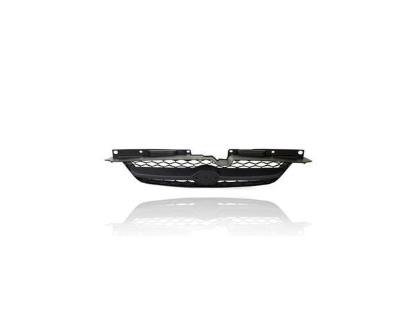 Grille - Compatible/Replacement for '03-05 Kia Rio/Cinco/RXV Sedan/Wagon - Main Upper Black Frame, Silver Trim Insert, With Emblem Provision - 86350FD010
