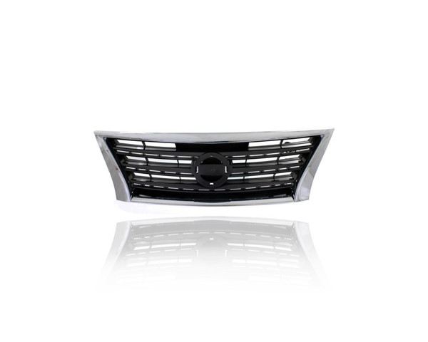 Grille - Compatible/Replacement for '13-15 Nissan Sentra SR - Main Upper, Chrome Frame Black Insert, With Emblem Provision - 623103RM0A CAPA