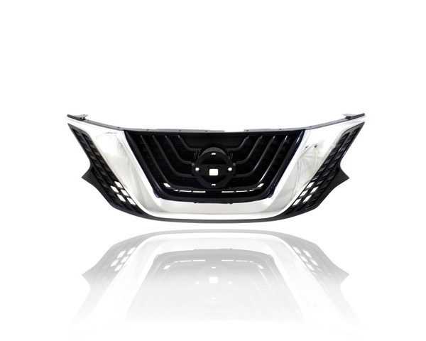 Grille - Compatible/Replacement for '15-18 Nissan Murano - Main Upper Chrome Frame, Glossy Black Insert, With Emblem Provision - 623105AA0A
