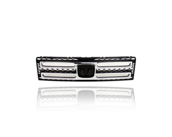 Grille - Compatible/Replacement for '06-08 Honda Ridgeline (Exclude RTX) - Main Upper Chrome Frame, Black Insert, With Emblem Provision - 71100SJCA00ZA