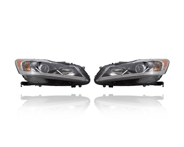 Headlight Assembly For HO2503168; HO2502168 16-17 Honda Accord Sedan LX-Model - Pair Left and Right Set, Halogen-Type, NSF