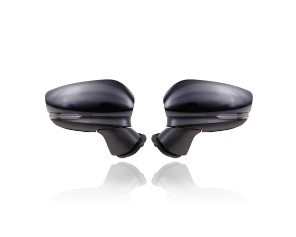 Door Mirror - Compatible/Replacement for '17-18 Mazda Mazda3 Sport/Touring/Grand (Japan Built) - Powered, Heated With Signal Lamp & Blind Spot, Unpainted - Pair, Set - BACR69121A, BACR69181A