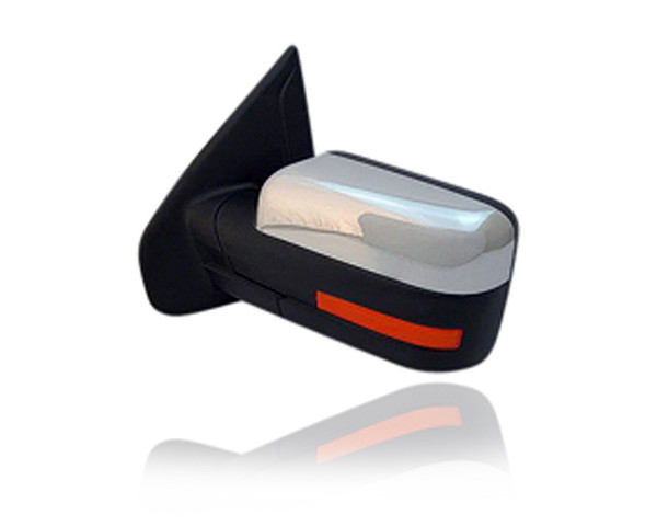 Door Mirror - Compatible/Replacement for '11-14 Ford F-150 - Standard, Powered With Puddle Lamp/Convex Glass, Without Auto-Dim, Chrome - Left Hand - Driver - BL3Z17683EA