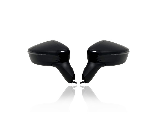 Door Mirror - Compatible/Replacement for '20-22 Nissan Versa SV - Powered, Heated With Signal Lamp & Blind Spot, Unpainted - Pair, Left Driver + Right Passenger Set - 963015EE9A, 963025EE9A