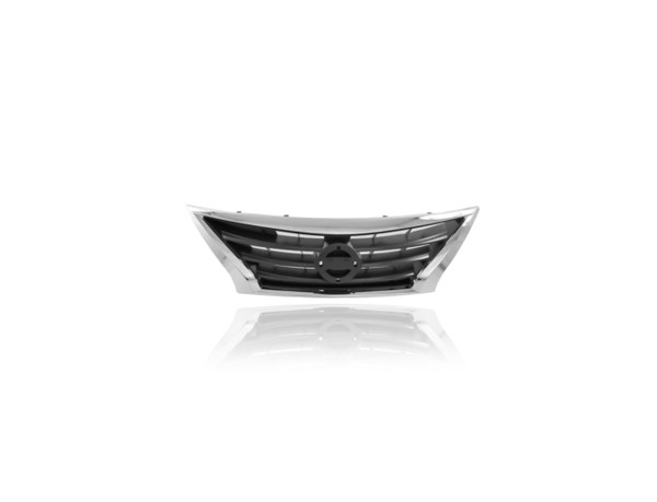 Grille For 623109KM0A 15-19 Nissan Verse Sedan - Chrome/Black - With Emblem Provision