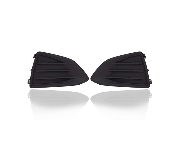 Fog Light Cover - Compatible/Replacement for '19-19 Chevrolet Cruze Sedan/Hatchback L/LS/LT/Diesel - Textured Without Hole/Chrome Molding - Pair, Left Driver + Right Passenger Set - 42550368, 42550367