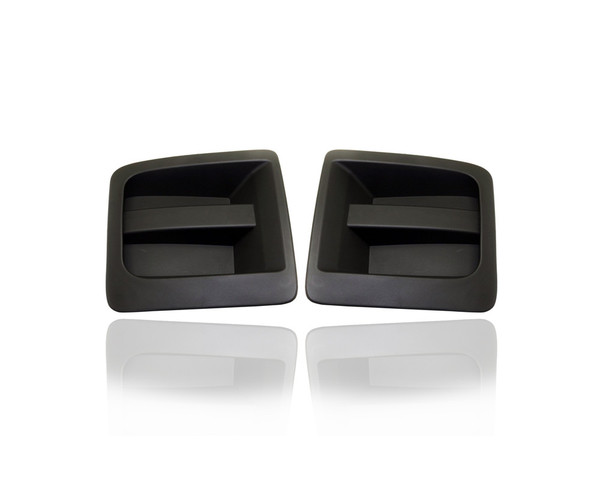 Fog Light Cover - Compatible/Replacement for '14-15 GMC Sierra 1500 - Without Hole, Textured Black - Pair, Left Driver + Right Passenger Set - 22902319, 22902318